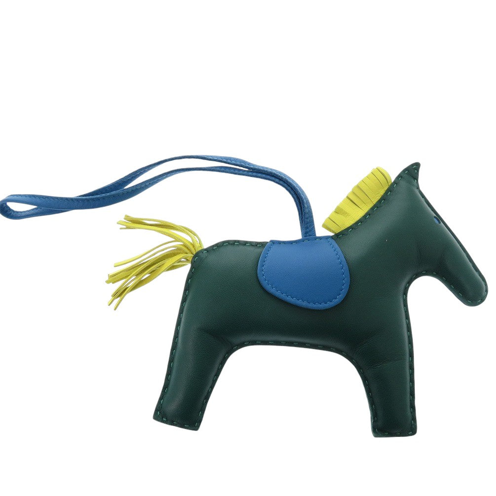 美品 エルメス ロデオGM アニョーミロ マラカイト ブルーザンジバル ライム バッグチャーム 緑 0533【中古】HERMES