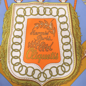 新品同様 エルメス カレ90 Cliquetis クリケティス シルク ブルー ホワイト マルチカラー 青 白 スカーフ 1366【中古】HERMES