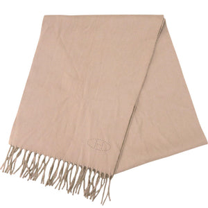 美品 エルメス エブリン パンチングマフラー フリンジ カシミヤ ベージュ 0788【中古】HERMES