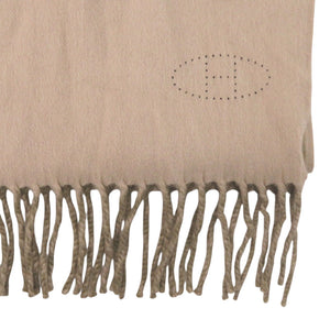 美品 エルメス エブリン パンチングマフラー フリンジ カシミヤ ベージュ 0788【中古】HERMES