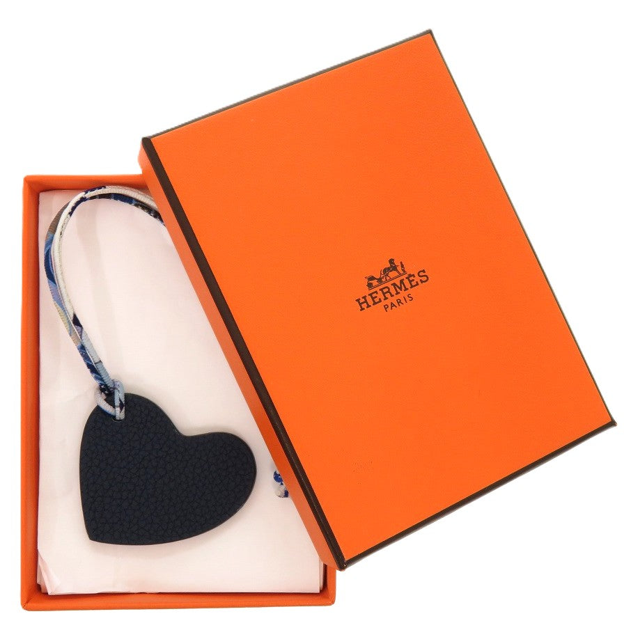 未使用品 エルメス プティアッシュ ハートミニ ヴォーエプソン トリヨンクレマンス ブルードマルト 紺 キーホルダー 0792【中古】HERMES