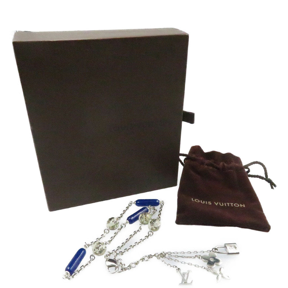 美品 ルイ ヴィトン ソトワールヴェール アンクルージョン M65544 ブルー シルバー金具 ストーン ネックレス アクセサリー 0219 【中古】 LOUIS VUITTON