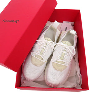 新品同様 サルヴァトーレフェラガモ 'Nima' sneakers 0760648BIANCO ゴム カーフ 紡織繊維 ホワイト スニーカー 0764【中古】Salvatore Ferragamo