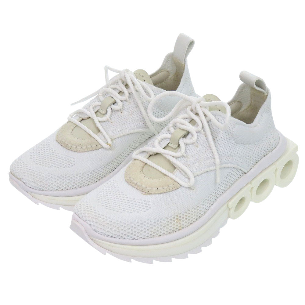 新品同様 サルヴァトーレフェラガモ 'Nima' sneakers 0760648BIANCO ゴム カーフ 紡織繊維 ホワイト スニーカー 0764【中古】Salvatore Ferragamo