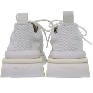 新品同様 サルヴァトーレフェラガモ 'Nima' sneakers 0760648BIANCO ゴム カーフ 紡織繊維 ホワイト スニーカー 0764【中古】Salvatore Ferragamo
