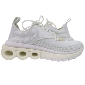 新品同様 サルヴァトーレフェラガモ 'Nima' sneakers 0760648BIANCO ゴム カーフ 紡織繊維 ホワイト スニーカー 0764【中古】Salvatore Ferragamo
