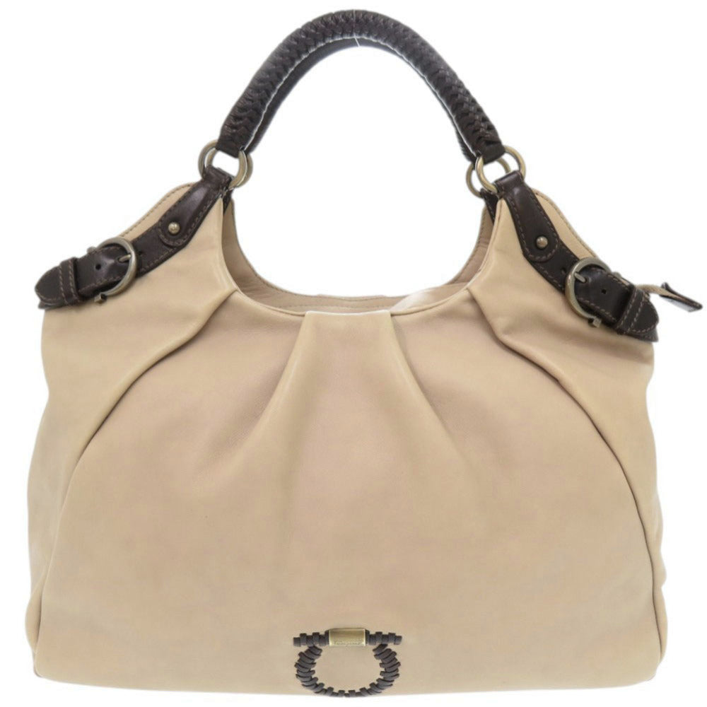 美品 サルヴァトーレフェラガモ レザー ベージュ ハンドバッグ 0571【中古】Salvatore Ferragamo