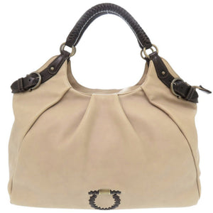 美品 サルヴァトーレフェラガモ レザー ベージュ ハンドバッグ 0571【中古】Salvatore Ferragamo