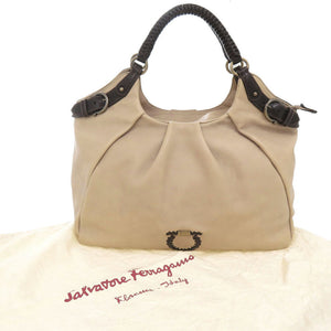 美品 サルヴァトーレフェラガモ レザー ベージュ ハンドバッグ 0571【中古】Salvatore Ferragamo