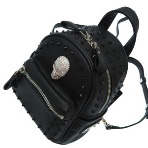 未使用 フィリップ プレイン スカル スタッズ レザー リュック バックパック ブラック 黒 0177【中古】PHILIPP PLEIN