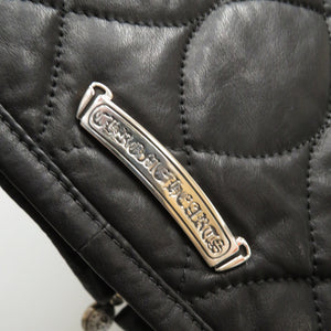 美品 クロムハーツ OTTER POP LTHR キルティング レザー 中綿 ベスト ブラック サイズS メンズ 0106【中古】CHROME HEARTS
