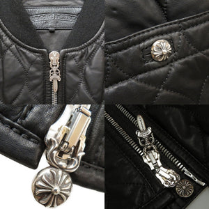 美品 クロムハーツ OTTER POP LTHR キルティング レザー 中綿 ベスト ブラック サイズS メンズ 0106【中古】CHROME HEARTS