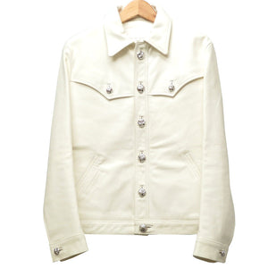 クロムハーツ クラシックジーン ホースレザー 馬革 ジャケット ライダースジャケット ホワイト サイズＳ メンズ 0107【中古】CHROME HEARTS