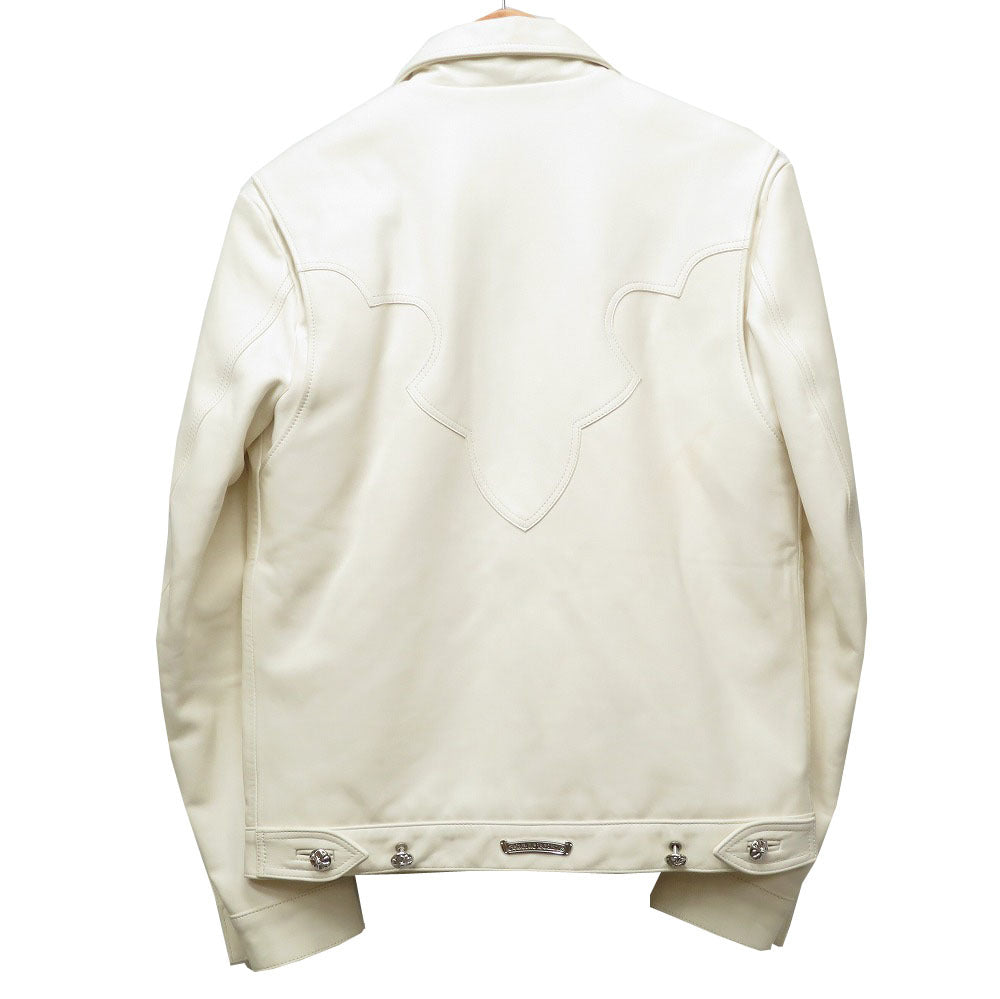 クロムハーツ クラシックジーン ホースレザー 馬革 ジャケット ライダースジャケット ホワイト サイズＳ メンズ 0107【中古】CHROME HEARTS