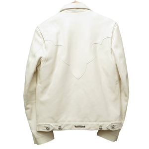 クロムハーツ クラシックジーン ホースレザー 馬革 ジャケット ライダースジャケット ホワイト サイズＳ メンズ 0107【中古】CHROME HEARTS