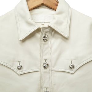 クロムハーツ クラシックジーン ホースレザー 馬革 ジャケット ライダースジャケット ホワイト サイズＳ メンズ 0107【中古】CHROME HEARTS