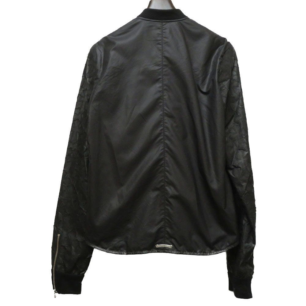 美品 クロムハーツ FLURIES フラリーズ 袖レザー セメタリークロス ジャケット ブルゾン ブラック サイズS メンズ 黒 0108【中古】CHROME HEARTS