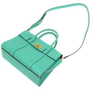 新品同様 マルベリー ベイズウォーター ミニ 2WAY バッグ レザー ライトグリーン系 ハンドバッグ バッグ 緑 0023 【中古】 MULBERRY