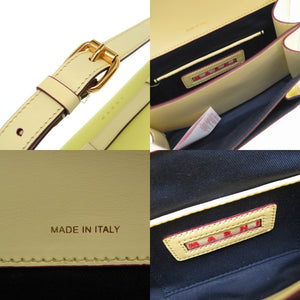 未使用 マルニ レザー 2WAY ウエストバッグ ショルダーバッグ ウエストバッグ イエロー 黄 0079【中古】MARNI