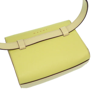 未使用 マルニ レザー 2WAY ウエストバッグ ショルダーバッグ ウエストバッグ イエロー 黄 0079【中古】MARNI