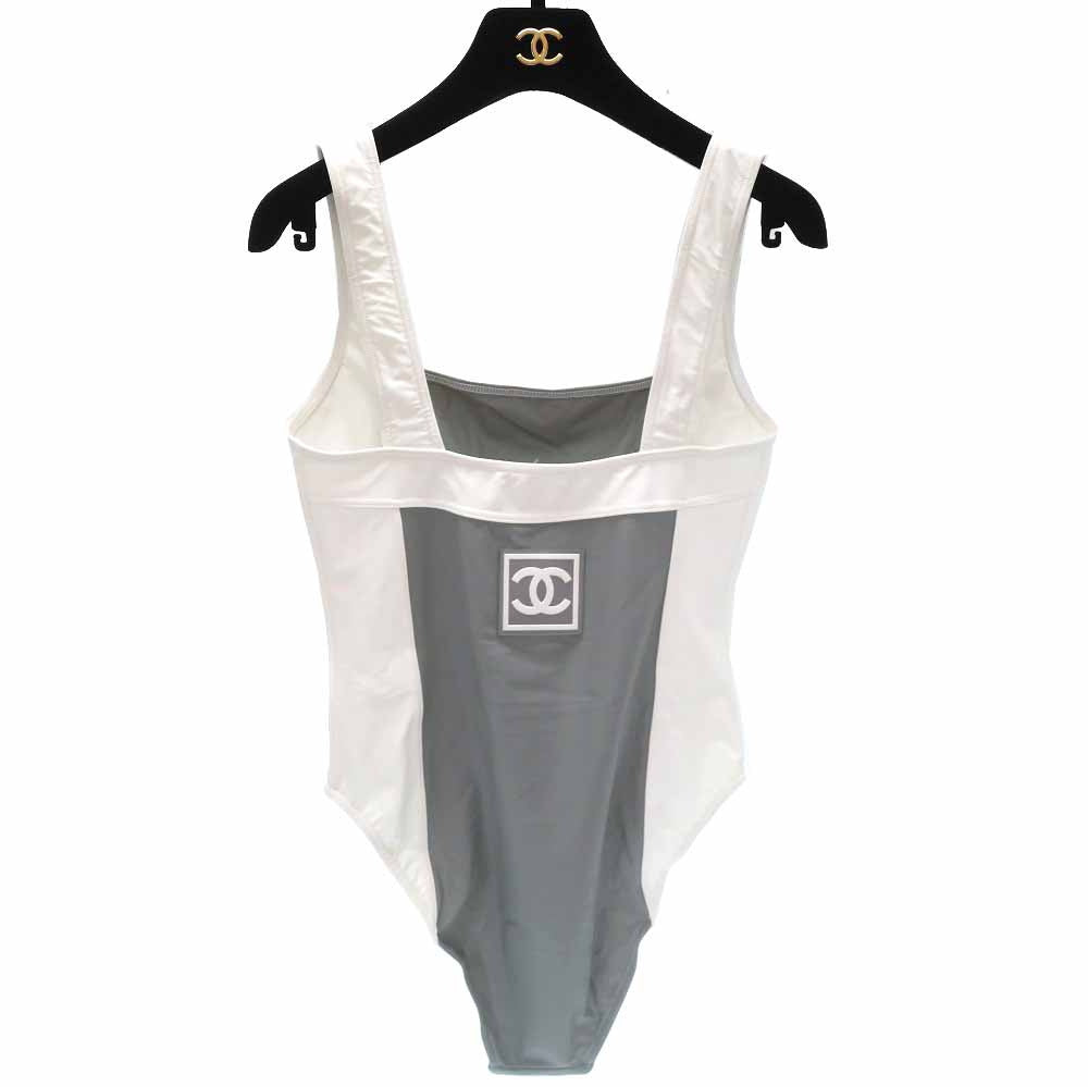 未使用 シャネル スポーツライン スイムウェア ワンピース水着 サイズ40 ナイロン グレー 0129【中古】CHANEL レディース