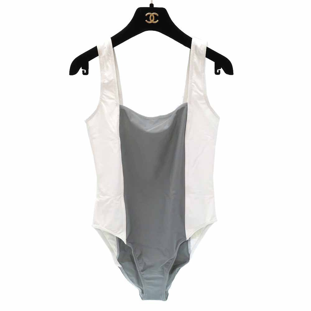 未使用 シャネル スポーツライン スイムウェア ワンピース水着 サイズ40 ナイロン グレー 0129【中古】CHANEL レディース
