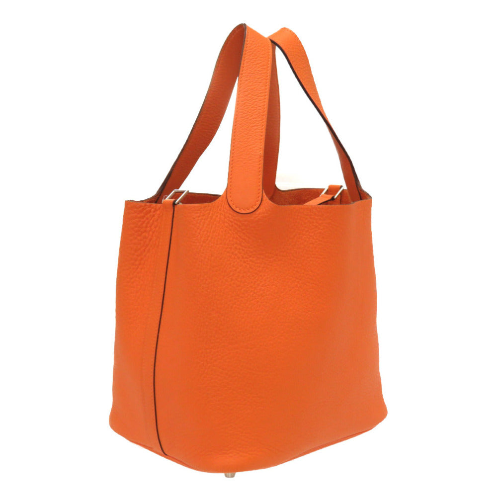 美品 エルメス ピコタンMM トリヨンクレマンス オレンジ ハンドバッグ □H刻印 シルバー金具 0083【中古】HERMES