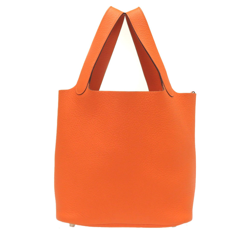 美品 エルメス ピコタンMM トリヨンクレマンス オレンジ ハンドバッグ □H刻印 シルバー金具 0083【中古】HERMES