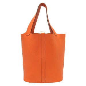 美品 エルメス ピコタンMM トリヨンクレマンス オレンジ ハンドバッグ □H刻印 シルバー金具 0083【中古】HERMES