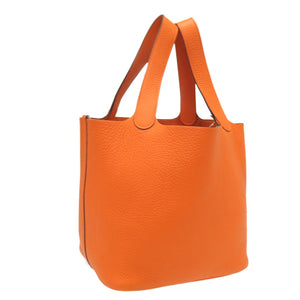 美品 エルメス ピコタンMM トリヨンクレマンス オレンジ ハンドバッグ □H刻印 シルバー金具 0083【中古】HERMES