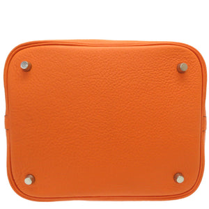 美品 エルメス ピコタンMM トリヨンクレマンス オレンジ ハンドバッグ □H刻印 シルバー金具 0083【中古】HERMES