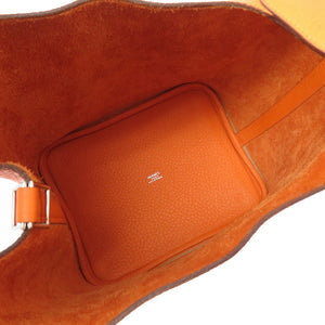 美品 エルメス ピコタンMM トリヨンクレマンス オレンジ ハンドバッグ □H刻印 シルバー金具 0083【中古】HERMES