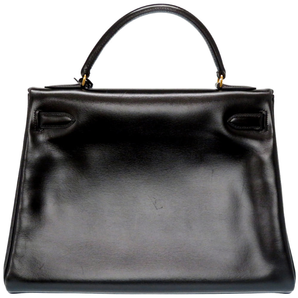 Bランク 割れなし 業者販売 エルメス ケリー32 内縫い ボックスカーフ ブラック ゴールド金具 ヴィンテージ ハンドバッグ バッグ HERMES 2号店