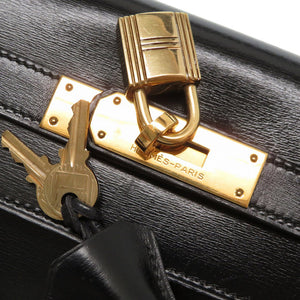 Bランク 割れなし 業者販売 エルメス ケリー32 内縫い ボックスカーフ ブラック ゴールド金具 ヴィンテージ ハンドバッグ バッグ HERMES 2号店