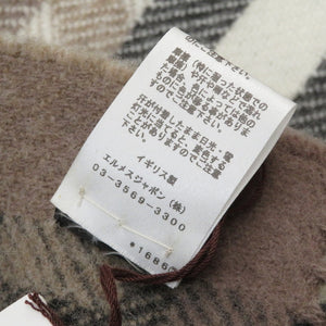 未使用 エルメス チェック ストライプ ウール100％ ブランケット 毛布 イギリス製 0147 【中古】 HERMES