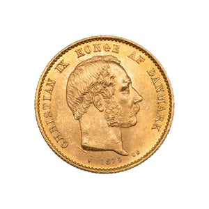 美品 デンマーク 20クローネ クリスチャン9世 1873 初年号 K21.6イエローゴールド ゴールド 金貨 コイン メダル 0146【中古】アンティーク