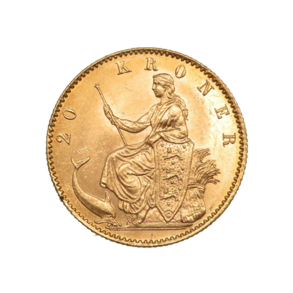 美品 デンマーク 20クローネ クリスチャン9世 1873 初年号 K21.6イエローゴールド ゴールド 金貨 コイン メダル 0146【中古】アンティーク