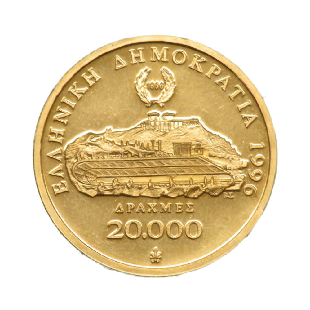 美品 ギリシャ 20.000ドラクマ オリンピック100周年 記念コイン K21.6イエローゴールド ゴールド メダル コイン 金貨 0157 【中古】 アンティーク