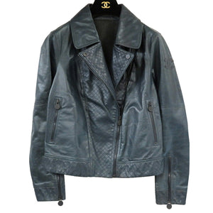 シャネル ライダース ダブル レザージャケット P43495C00177 ネイビー 40サイズ 0164【中古】CHANEL レディース