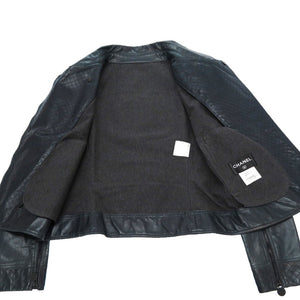 シャネル ライダース ダブル レザージャケット P43495C00177 ネイビー 40サイズ 0164【中古】CHANEL レディース