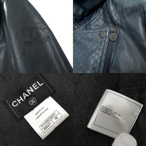 シャネル ライダース ダブル レザージャケット P43495C00177 ネイビー 40サイズ 0164【中古】CHANEL レディース