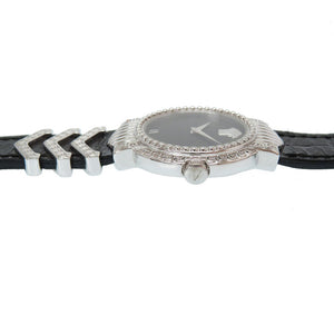 新品同様 ジャンニ ヴェルサーチ クオーツ 腕時計 メデューサ GP/レザー ブラック/シルバー 黒文字盤 0481【中古】Gianni Versace レディース