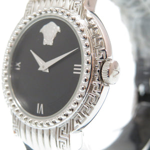 新品同様 ジャンニ ヴェルサーチ クオーツ 腕時計 メデューサ GP/レザー ブラック/シルバー 黒文字盤 0481【中古】Gianni Versace レディース