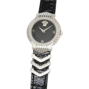 新品同様 ジャンニ ヴェルサーチ クオーツ 腕時計 メデューサ GP/レザー ブラック/シルバー 黒文字盤 0481【中古】Gianni Versace レディース