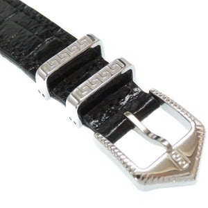 新品同様 ジャンニ ヴェルサーチ クオーツ 腕時計 メデューサ GP/レザー ブラック/シルバー 黒文字盤 0481【中古】Gianni Versace レディース