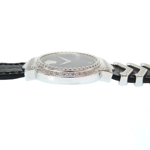 新品同様 ジャンニ ヴェルサーチ クオーツ 腕時計 メデューサ GP/レザー ブラック/シルバー 黒文字盤 0481【中古】Gianni Versace レディース