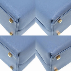 美品 フェラガモ ガンチーニ レザー ブルー 水色 2way ハンドバッグ ゴールド金具 0485 【中古】Ferragamo