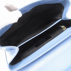 美品 フェラガモ ガンチーニ レザー ブルー 水色 2way ハンドバッグ ゴールド金具 0485 【中古】Ferragamo