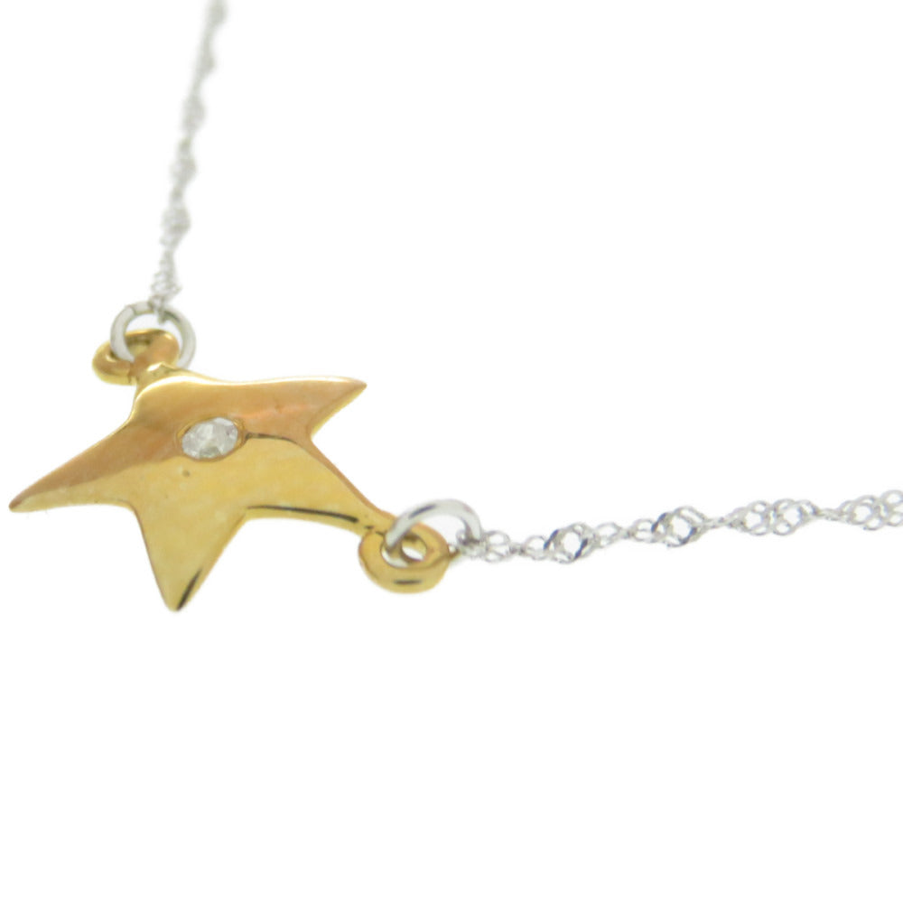 新品同様 ライオンハート K10YG/K10WG ダイヤ スター ネックレス ダイヤモンド ゴールド ペンダント アクセサリー 0510【中古】LION HEART