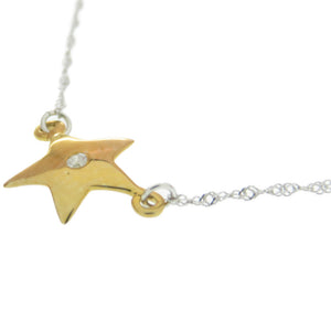 新品同様 ライオンハート K10YG/K10WG ダイヤ スター ネックレス ダイヤモンド ゴールド ペンダント アクセサリー 0510【中古】LION HEART